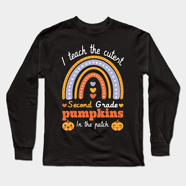 Rainbow I Teach The Cutest Pumpkins In  2nd grade hearts Long Sleeve T-Shirt by FunnyUSATees